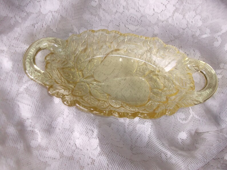 Tiara Glass Yellow Mist Sweet Pear Avocado Bowl Handled Etsy