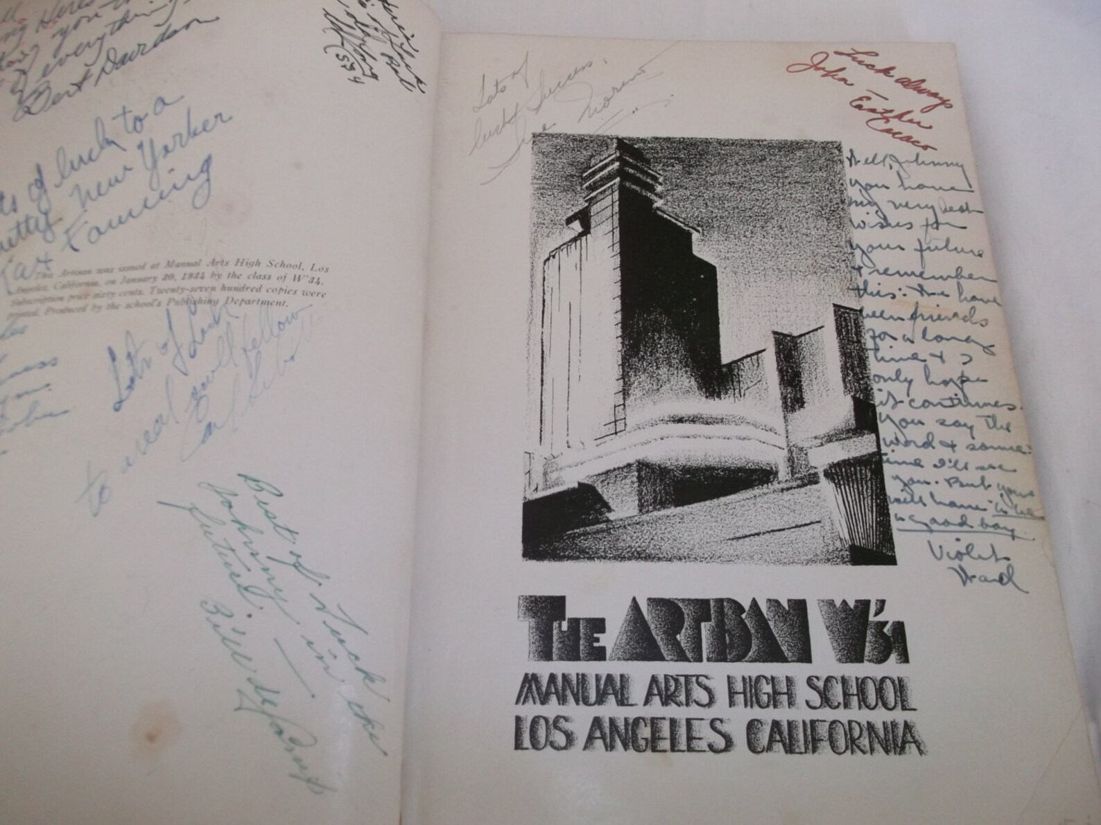 LA Manual Arts High School Yearbook W1934 Gus Arriola Etsy