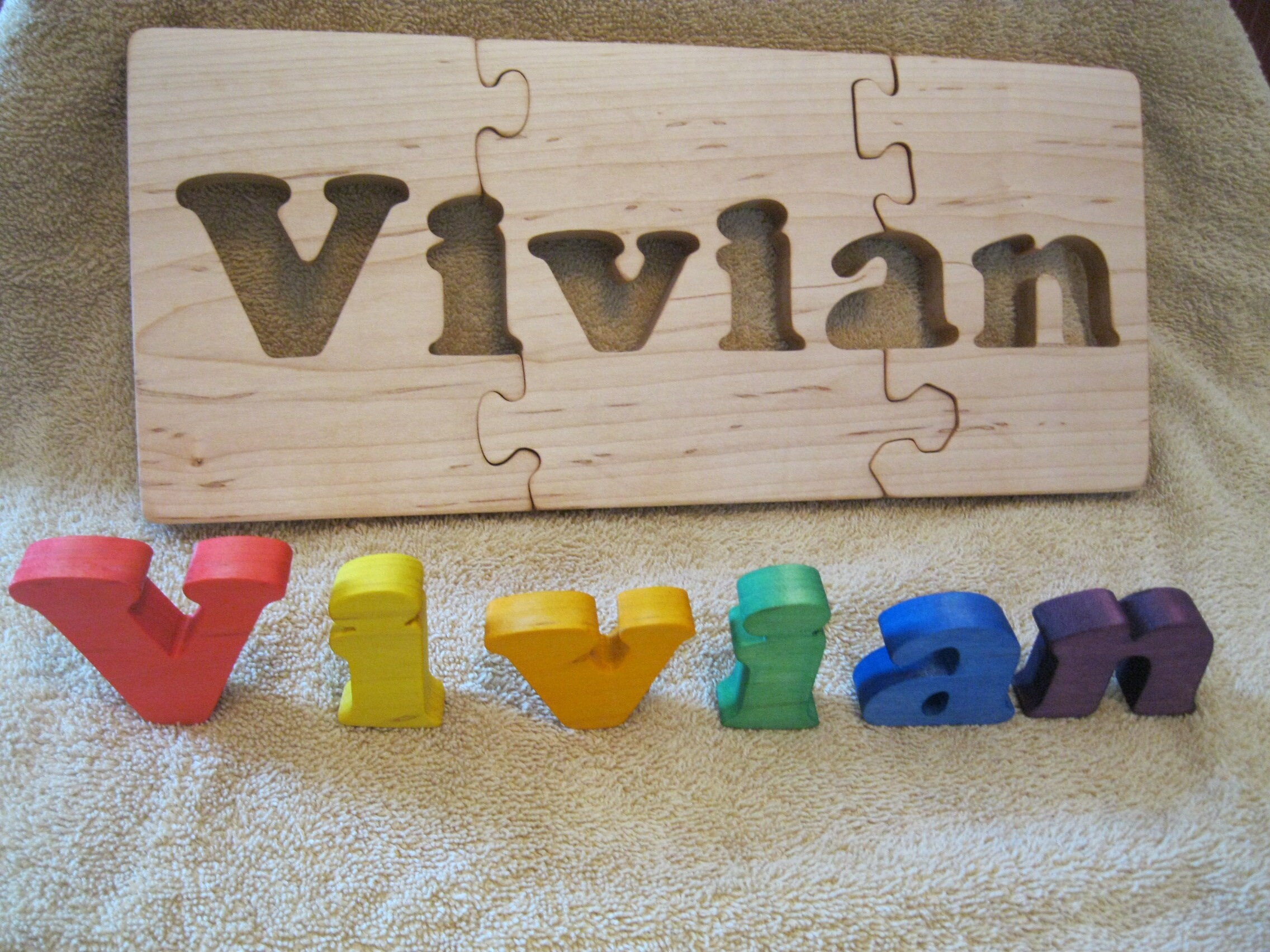 Custom Name Jigsaw Puzzle Rainbow Colors Etsy