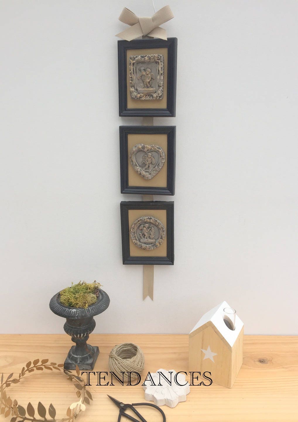 Triptyque Noir & Craft Anges 39x12 cm