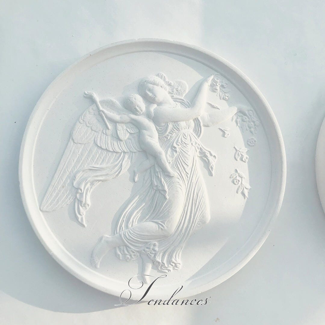 L'ange et L' Enfant sur Le Dos en Céramique 14 cm