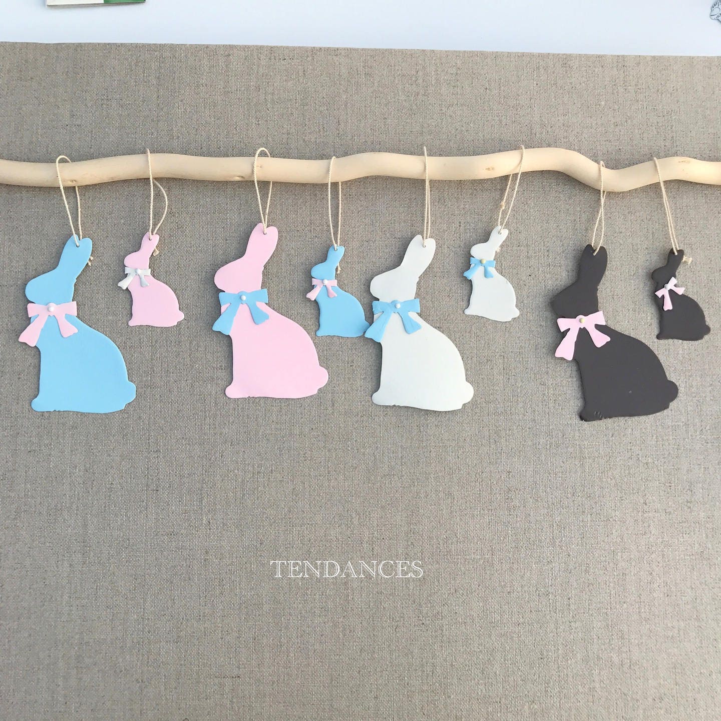 2 Lapins en Metal Un Grand & Petit Couleurs Au Choix