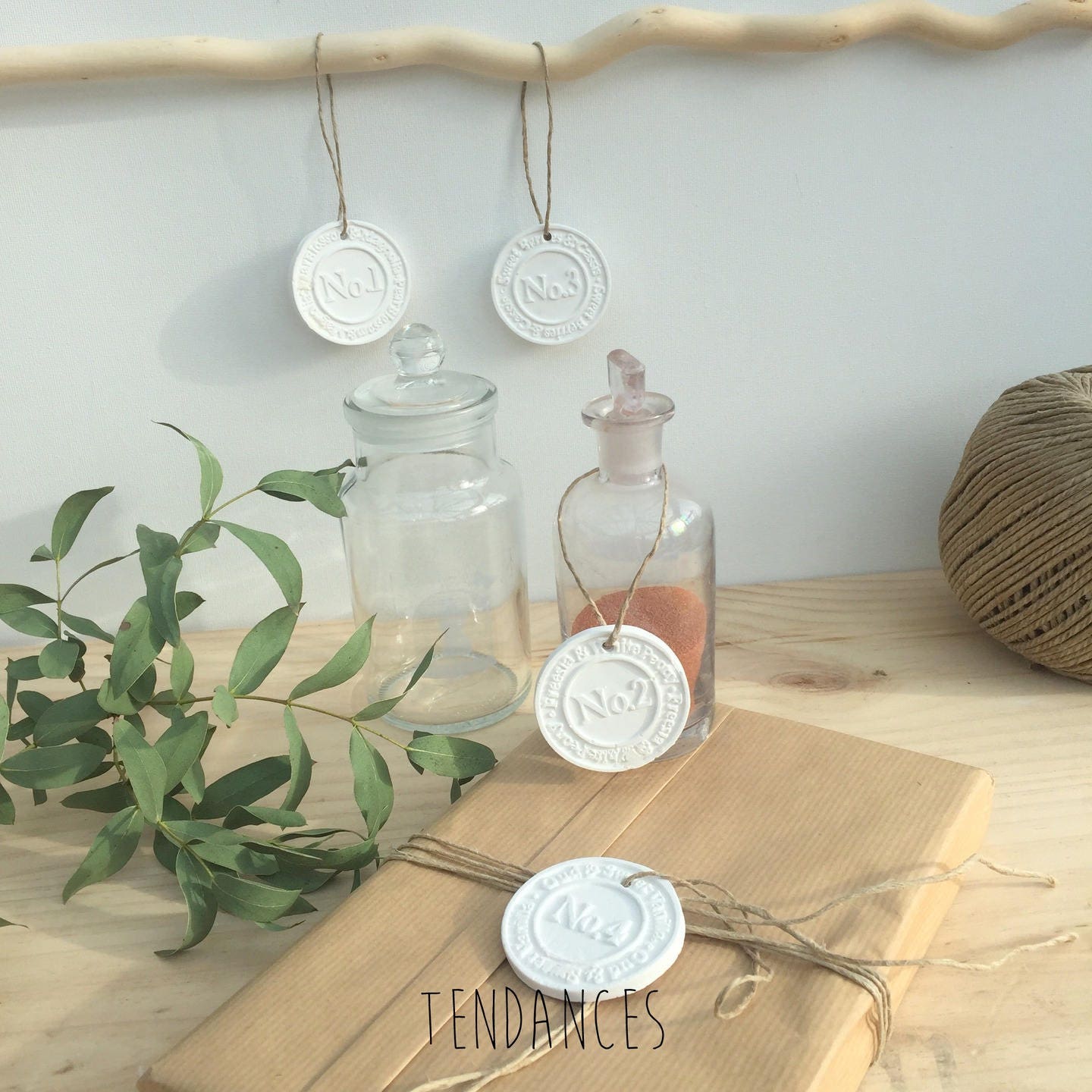 Etiquette Ronde en Céramique avec Chiffre 1, 2, 3, 4 5cm