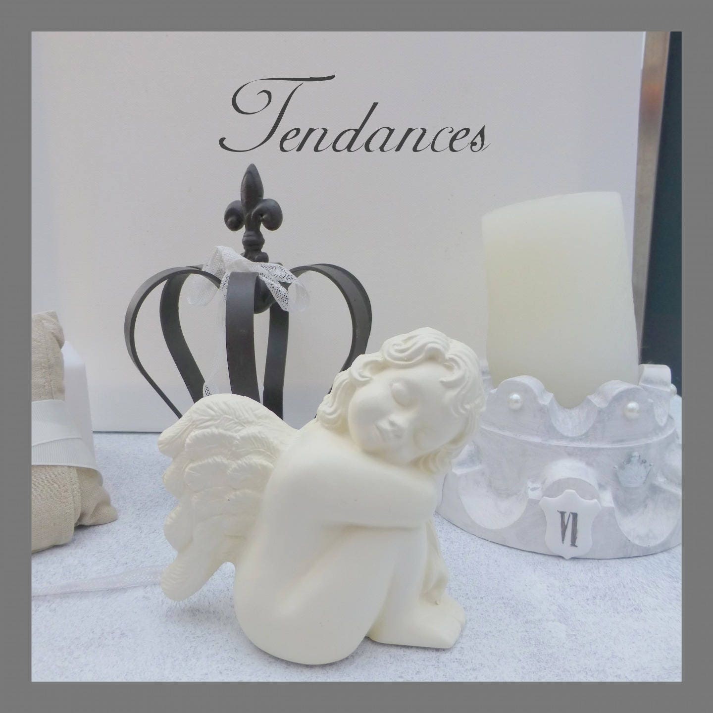 Anges Assie Couleur Beige 3D en Platre 10x 10cm