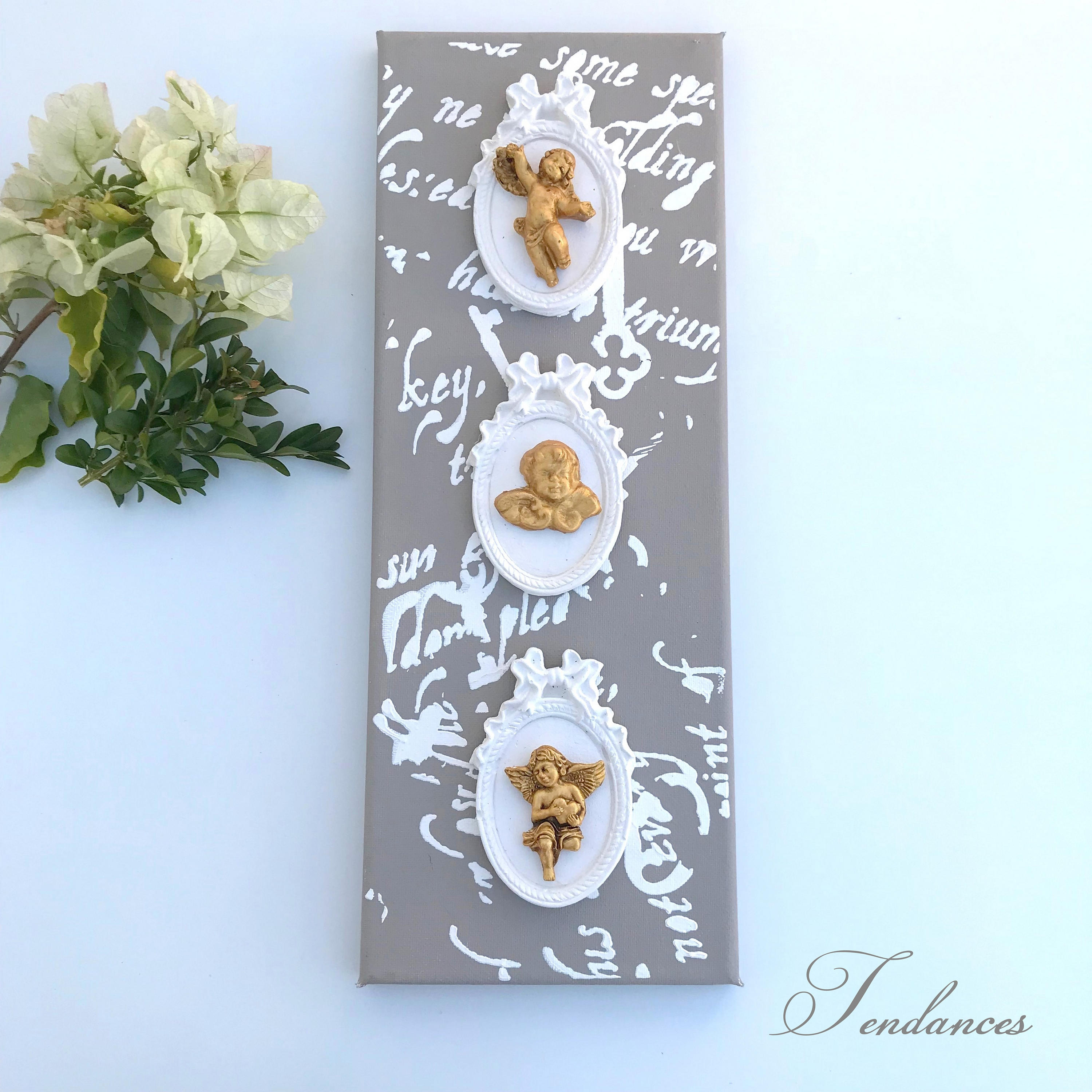 Toile Rectangulaire de Couleur Taupe avec Petit Cadre Blanc