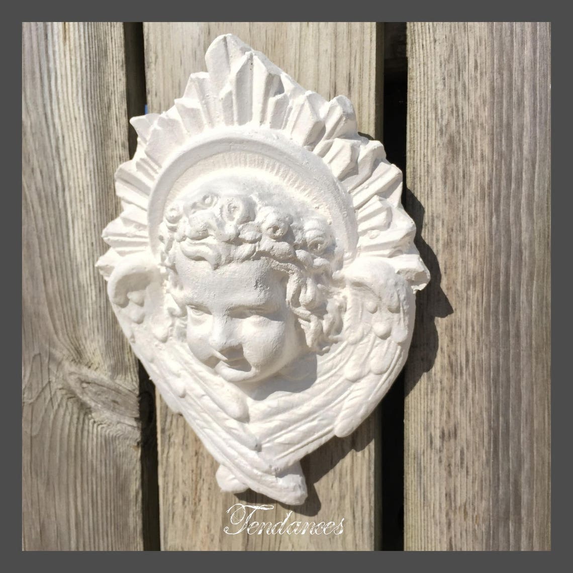 Angel Head in White Plaster 19 X 15 Cm Etsy