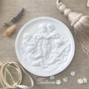 Moulure Murale Décorative Vintage – Ornée De Chérubins Et Arc – Très Bon État