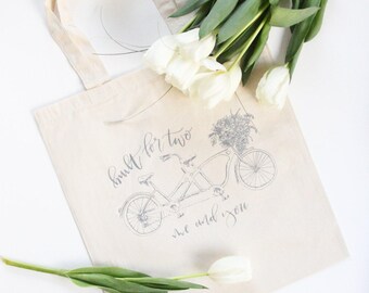 TOTE BAG | Bike Tote Bag | Bicycle Canvas Bag | Second Anniversary Gift | Cotton Anniversary Gift | Tandem Bike
