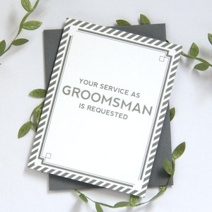 Will You Be My Groomsman Card | bridal party card wedding party card | Grey, Navy or Black