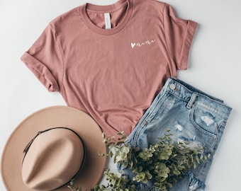 APPAREL | Mama Heart T-Shirt | Mama | Mother's Day Gift | Mama Love | Pink Mama Shirt