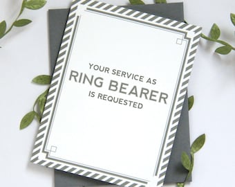 Will You Be My Ring Bearer Card | bridal party card wedding party card | Grey, Navy or Black