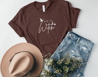APPAREL | Basic Witch T-Shirt | Basic *itch | Witchy | Brown Shirt | Halloween | Spooky Season | Fall Fashion | Bella + Canvas |
