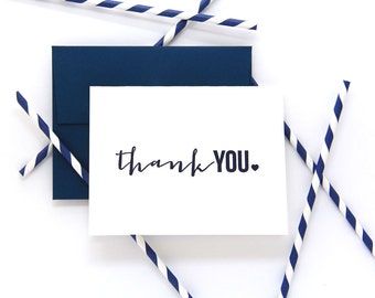 CLEARANCE | Thank You Card | Letterpress | Navy Blue Ink