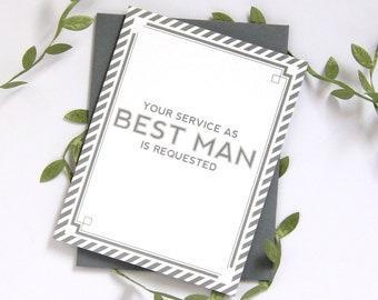 Will You Be My Best Man Card | bridal party card wedding party card | Grey, Navy or Black