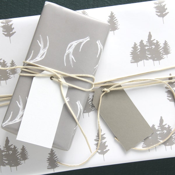 GIFT WRAP | Antler Silhouette | Holiday | Winter Wrapping Paper | Christmas Gift Wrap Paper | Wrapping Paper Sheets | Holiday Gift Wrap