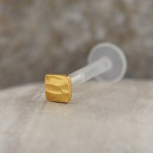 Tragus Helix Gold einfacher quadratischer Labret Lippenring Knorpelohrring