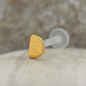 Gold Filled Tragus Stud – Minimalist Flat Back Piercing Jewelry for Helix, Labret, and Cartilage