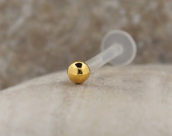 1.2mm 16G Ball Gold Labret Tragus Nose Cartilage Flat Back Earring