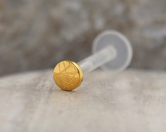 Tiny Disc Gold Labret Tragus Conch Cartilage Medusa Flat Back Earring