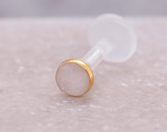 Lip Tragus Helix Conch 16 gauge Piercing Gold Labret stud