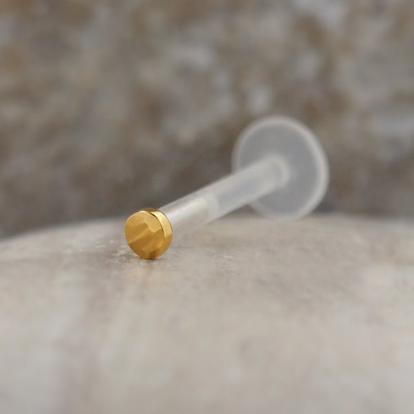 Gold Push In Threadless Disc Anti-Slip Flat Back Cartilage Helix Stud Earring