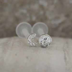 Fasi lunari Cartilagine Trago Piercing Stud Sterling Silver Orecchino Gioielli per il corpo 16g/1,2 mm - Conch Piercing