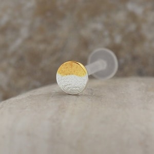 Tragus Earring Gold Hypoallergenic Labret Lip Stud Bar Ring Piercing Ear Cartilage
