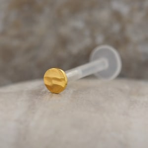 1.2mm 16G Disc Hammered Gold Labret Tragus Nose Cartilage Flat Back Earring