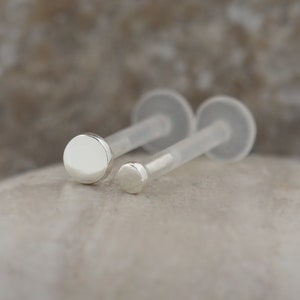 Tragus Helix Piercing 2pcs Lip Ring Monroe Labret Stud Ear Cartilage Earring 16G one 3mm + one 2mm