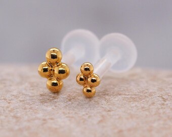 Helix Flat Back Stud 16G Threadless Tragus Cartilage Earring Bioflex Push Pin