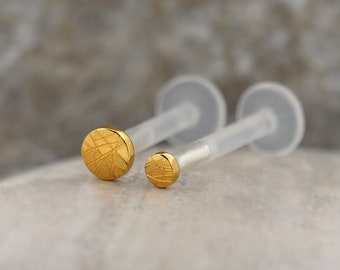 Tragus Earring Gold Hypoallergenic Labret Lip Stud Bar Ring Piercing Ear Cartilage