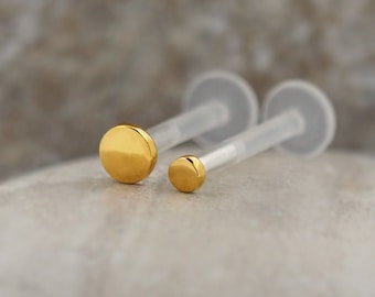 Gold Filled Bioflex Labret Studs: Helix Tragus Piercing 16g (2Pcs)