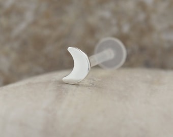 Tragus Moon Earrings Piercing Stud Jewelry Silver