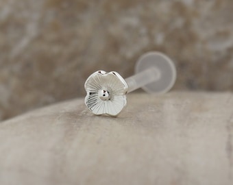 Tragus Earring Flower 16g 1.2mm Bioflex Labret Lip Bar Ring Piercing Ear Cartilage