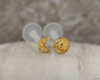 Fasi lunari Cartilagine Tragus Piercing Stud Orecchino in oro Gioielli per il corpo 16g/1.2mm Piercing a conchiglia