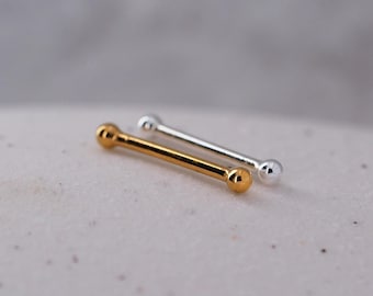 Puces d'oreilles boule de 1 mm : argent sterling ou plaqué or, bijoux minimalistes