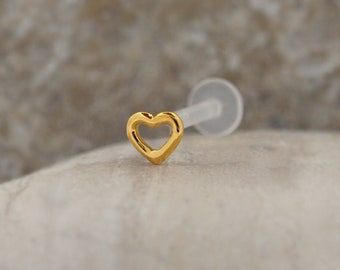 Heart Tragus Earring: Bioflex Labret Stud, Lip & Cartilage Piercing