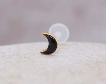 Helix Piercing Tragus Earring Bioflex / Crescent / Gold Silver Black