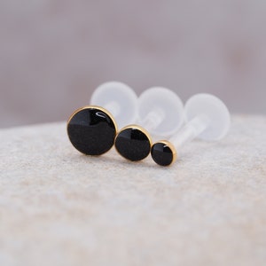 Tragus Ohrring Labret Lippe Bolzen/Piercing Ohrknorpel/Gold Schwarz