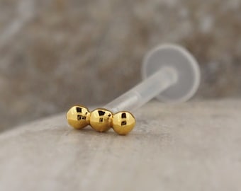 Gold Ball Flat Back Stud – Hypoallergenic Tragus Helix Cartilage Earring Minimalist Bioflex Jewelry