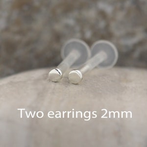 Tragus Helix Piercing 2pcs Lip Ring Monroe Labret Stud Ear Cartilage Earring 16G Two earrings 2mm