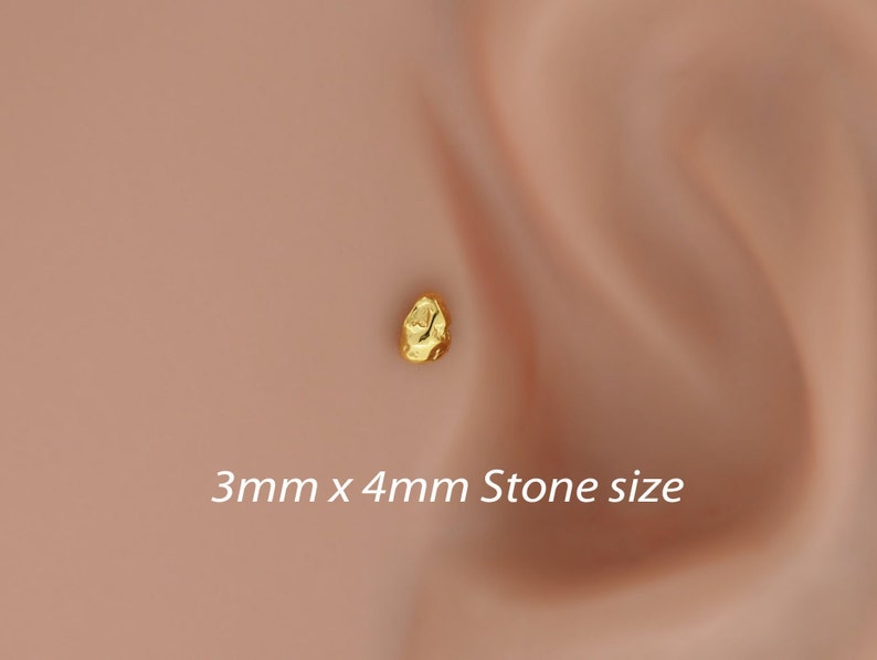 Tragus Labret Bioflex Earring 16g Flat Back Stone - 3mm x 4mm