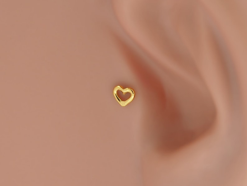 Pendiente Tragus Corazón Labret stud Bioflex Labio Piercing Oreja Cartílago Tragus Pendiente imagen 3