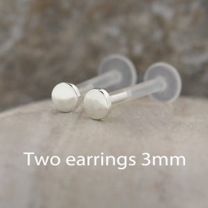 Tragus Helix Piercing 2pcs Lip Ring Monroe Labret Stud Ear Cartilage Earring 16G Two earrings 3mm