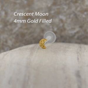 Mondphasen Knorpel Tragus Piercing Stud Gold Ohrring Körperschmuck 16g/1,2mm Conch Piercing ONE - Crescent