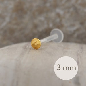 1.2mm 16G Disc Hammered Gold Labret Tragus Nose Cartilage Flat Back Earring image 3