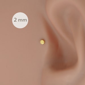 1.2mm 16G Disc Hammered Gold Labret Tragus Nose Cartilage Flat Back Earring image 5