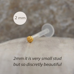 1.2mm 16G Disc Hammered Gold Labret Tragus Nose Cartilage Flat Back Earring image 6