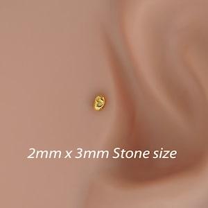 Tragus Labret Bioflex Earring 16g Flat Back Stone - 2mm x 3mm