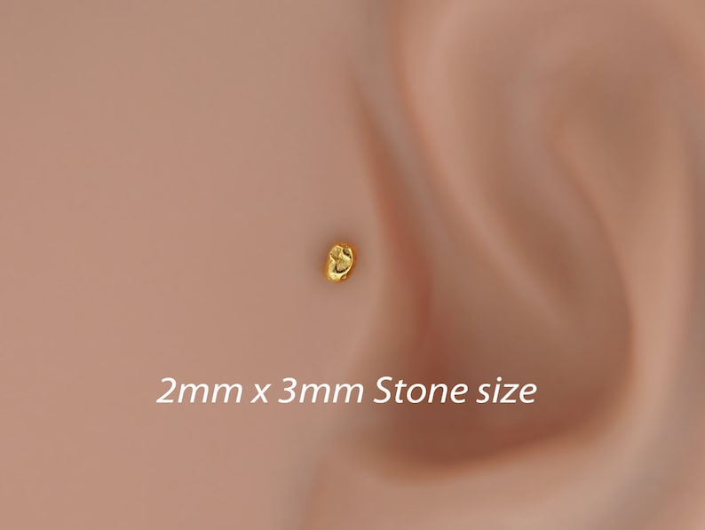 Tragus Labret Bioflex Earring 16g Flat Back Stone - 2mm x 3mm